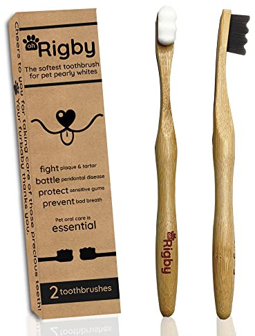 OH RIGBY Dog Toothbrush- 10,000 Ultra-Soft Bristles for Sensitive Pet Teeth & Gums- Natural Bamboo Toothbrush for Comfortable, Gentle Deep Cleaning