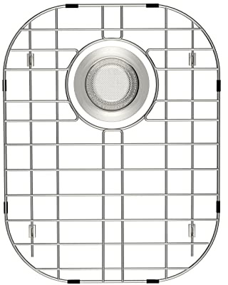 Sink Grid Protectors, Stainless Steel Sink Grates Kitchen Bottom Sink Grid Corner Radius Sink Drain Rear Hole with Sink Strainer