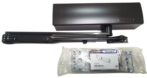 GEZE TS 2000 V BC Marrone Chiudiporta per porte a singola anta fino a 1250 mm di larghezza battente con aste di bloccaggio on/off 102446 e piastra di montaggio 3 in 1