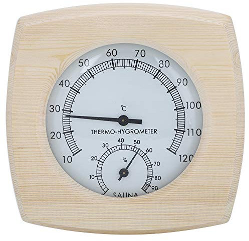 HEEPDD Hölzerne Sauna-Uhr 2 in 1 Zedernholz-Thermometer für den Innenbereich, Hygrometer, Dampfbad-Zubehör, Handgefertigt, Gutes Werkzeug Zur Überprüfung der Luftfeuchtigkeit in der Sauna