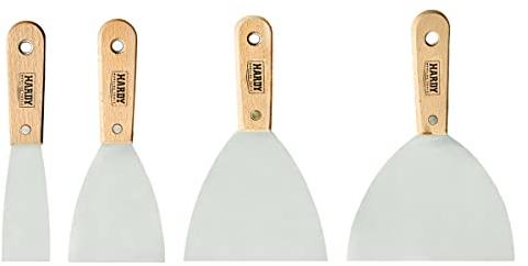 HARDY Spatules de Peinture en Acier Inoxydable de Haute Qualité Pour Colle de Gypse Lissage des Bords Jeu de 4 Spatules de Précision 40, 80, 100, 150 mm