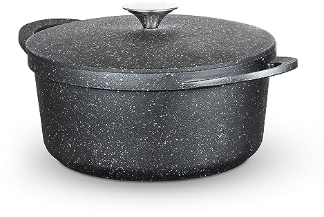 Tower T900193 Precision Casserole Dish with Aluminium Lid, Lightweight Cast Aluminium, 24cm, Black