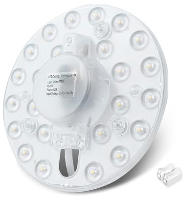 Bonlux 12W LED Modul Umrüstsatz für Deckenleuchten Naturweiß 4000K LED Umrüstsatz mit Befestigungsmagnet für Eiserne Deckenleuchtengehäuse CRI 80+ Wohnzimmer,Badezimmer, Einkaufszentrum 230V