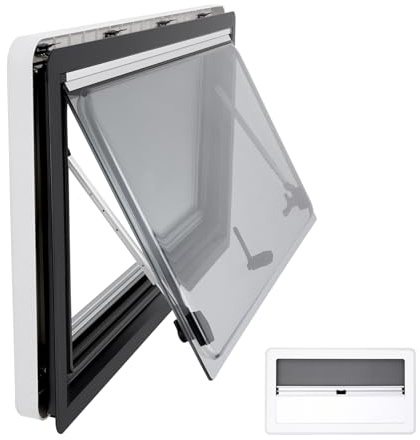 OUBUBY Wohnmobilfenster 900×500 mm Wohnwagen Fenster Ausstellfenster Wohnmobil Fenster RV Externes Push Fenster mit Fliegengitter und integriertem Rollo Fliegengitter Seitenfenster für Van Camper