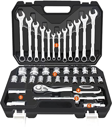Llave dinamométrica de trinquete, combinación de Llaves, Herramientas manuales de reparación automática para Kit de Coche, Juego de Llaves inglesas