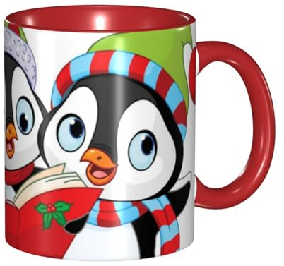 Weihnachtstasse mit Pinguin-Motiv – Keramiktasse, tolle Geschenkidee oder perfekt für Küchen, Restaurants und Cafés, Kaffeetassen, Teetassen