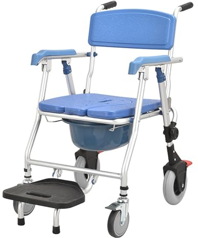 LIBRACTA Toilettenstuhl Fahrbar, Klappbarer Duschstuhl Mit Rollen, Toilettenstuhl Klappbare Mit Armlehne Und Fußhocker Für Senioren, Behinderten, Schwangere Frau, Stark Und Robust