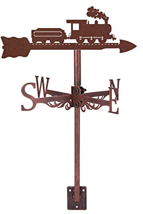 ANCNA-U wind vane Stainless Steel Train Steam Engine Ornament Weathercock Direction Indicator Measuring Roof Garden Outdoor Yard Decoration,Bronze,Locomotive