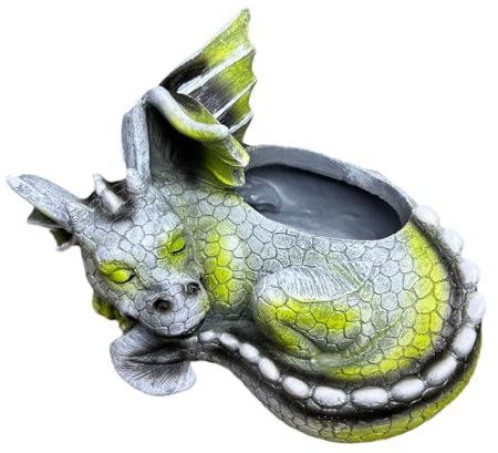 Garten-Drachenstatue, schlafender Drache, Gartendekoration,Tierskulptur | Schlafender Drache, Übertopf, Topffiguren, Tierskulptur, Outdoor-Gartenskulptur aus Kunstharz, wetterbeständig für den Garten