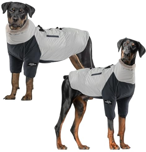 Caldo Cappotto Impermeabile per Cani, Gilet Con Fascia Toracica, Antivento per Interno/Esterno, Taglia Media e Grande, Grigio XL