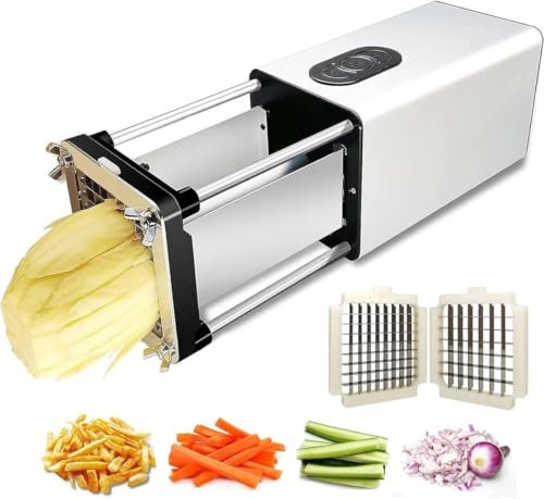GYDUHYE Electric French Fry Cutter Machine With 1/2 Inch 3/8 Inch 2 Blade Stainless Steel Potato Chipper For Commercial And Household Use(Color:Silver)