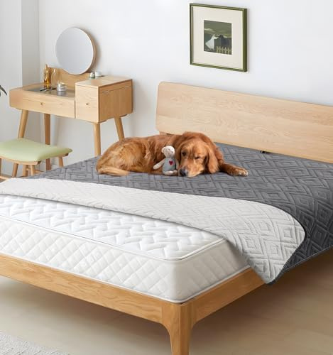 The Fellie wasserdichte Hundedecke, rutschfeste & Waschbare Hundematte, Haustierdecke für Hunde & Katzen, Sofa Schutzdecke gegen Tierhaare & Kratzer, Ideal für Couch, Bett, Autositz (Grau,210×210cm)