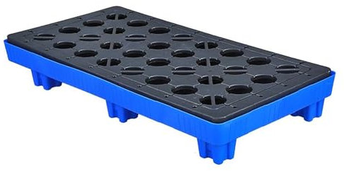Große, auslaufsichere, abnehmbare Auffangwanne aus Kunststoff for Gabelstapler, Ölfass-Leckwanne(Bule,47.24x23.62x6.69in)