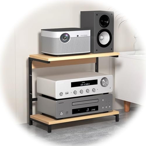 Mobile HiFi Doppio Supporto per Giradischi con Spazio di Archiviazione, Rack per Componenti Stereo per Intrattenimento Camera da Letto/Soggiorno, Mobile Rack Audio Multifunzionale