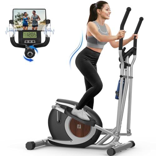 Crosstrainer für Zuhause, Ultraleiser Magnetischer Ellipsentrainer mit 16 Widerstandsstufen, LCD-Monitor, Rutschfestem Pedal, Bis zu 265 LBS Home Fitness-Übung Elliptical Stepper