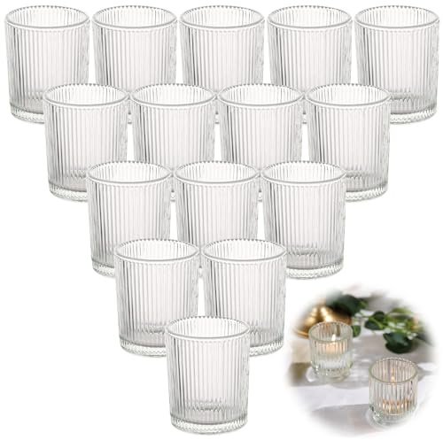 LOPYXBR 20PCS 90ml Glass Tea Light Holders Bulk, Glass Candle Holders | Tealight Holders for Tea Lights, Votive Candle Holder, Clear Tea Light Holders for Wedding, Christmas Decor Birthday Party