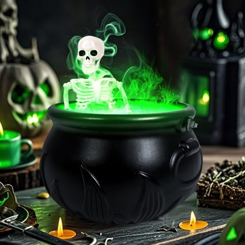 DZAY Halloween Deko Outdoor Hexenkessel mit Nebelmaschine, Kunststoff Großer Hexentopf mit Beleuchtung, Hexenkessel Süßigkeiten Kessel Halloween Partys Dekoration