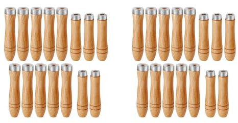 BRCUAT Holzfeile, 30 Stück, Holzfeile, Spezialgriff, Gratfreie Stahlfeile, Rundes Loch, Kleiner Holzgriff (4 mm + 5 mm + 6 Mm)