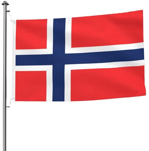 Bandera noruega de doble cara de 5 x 8 pies, pancarta decorativa resistente para exteriores y jardín