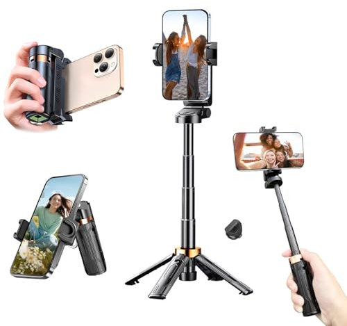 Mini Selfie Stick Tripod, 360° Pocket Flex Bluetooth Tripod Stand Phone Grip with Remote Control, Extendable and Portable Selfie Stick for Video Recording Vlogging Live Streaming