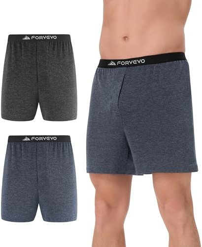 FORVEVO Mens Merino Wool Boxer Briefs, Breathable Wool Underwear Men, Comfortable Soft Loose Moisture Wicking Stink Free Tagless Underwear Boxers with Elastic Waistband 2 Pack (Multicolor01, M)