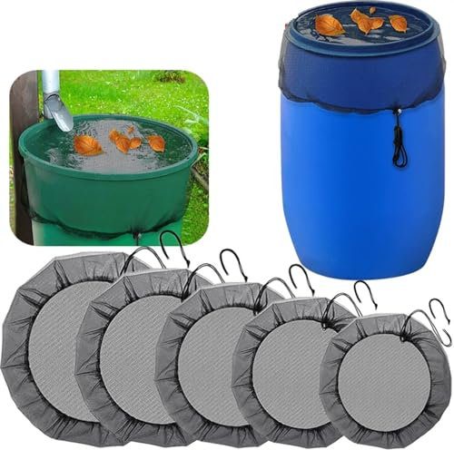 HYFEUOKF Netzabdeckung FüR Regentonne Mesh-Abdeckung, Netz, Regenfässer, PE-Wassersammeleimer, Tank, Regentropfenernte, Wasserschutz, Graden-Werkzeug. FüR Regentonne(60CM)