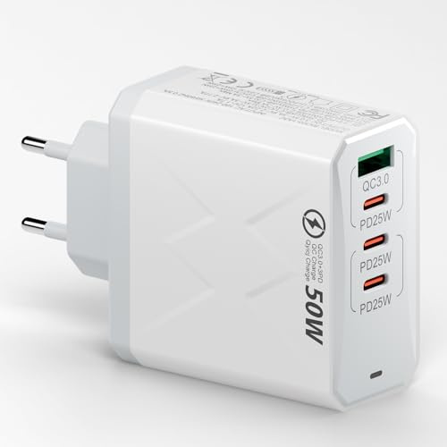 100W (4-in-1) USB C Ladegerät, GaN Schnellladegerät, Multi-Port USB Ladegerät & Ladestation, 100W/65W/30W Reise-Netzteil (While-1)