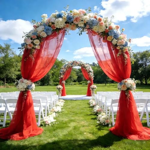 Tessuto in organza tulle, rosso, 3 m x 160 cm, fai da te, per matrimonio, in tulle, in poliestere, venduto al metro, per compleanno, matrimonio, decorazione per cerimonie, feste