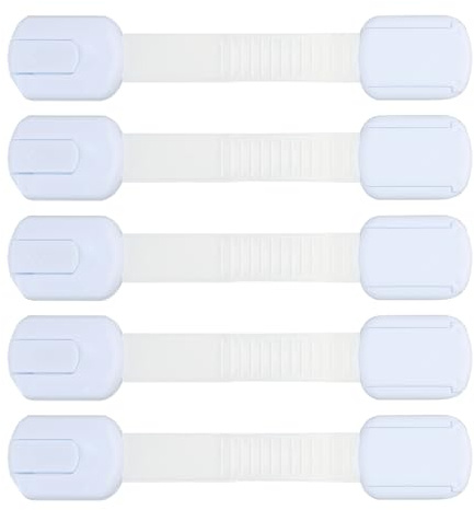 5PCS Sicurezza Cassetti Bambini, Chiusura Cassetti per Bambini Regolabile, Blocca Sportelli per Bambini,Ferma Cassetti Sicurezza Bambini, Facile Installazione Senza Foratura, Protezione Casa