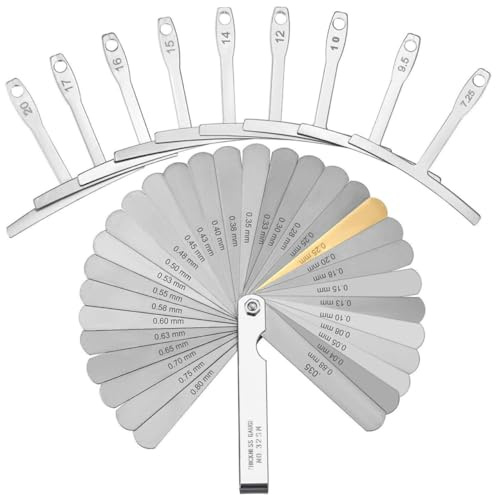POPETPOP Set 2 Strumenti Per Liutaio Chitarra in Acciaio Inox, Righello Misurazione Raggio Sotto Le Corde e Spessimetro Per Regolazione Corde, Compatto e Facile Da Usare Per Manutenzione Chitarra