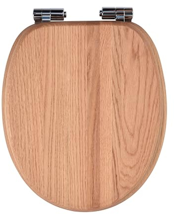 Solid Wood Toilet Seat - Oak with Soft Close Mechanism, Quick Release & Easy Clean, Soft Touch - PIKLiDS