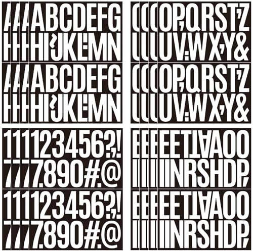 wavamawa 552 Pcs 3 Inch Waterproof Letter Stickers - Self-Adhesive Vinyl with 32 Sheets of Alphabet, Numbers & Symbols for Mailbox, Door, Window, Address, Business Signs, Vehicles & More (White)​