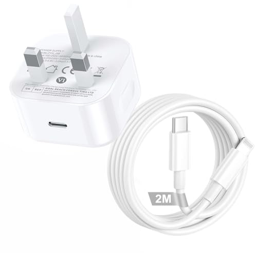 BLITEZZ 30W iPhone Charger Fast Charge,PD USB C Plug UK With MFi Certified USB C to Lighting Cable 2m (6ft) 3.0A Fast Charging iPhone Cable Wire for iPhone 14 13 12 11 Pro Max X 8 7 6 Plus,iPad mini
