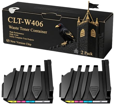CLT-W406 Waste Toner Container Compatible for Samsung CLX-3305FW CLX-3305W SL-C430W SL-C410W SL-C430 Printers, With Chip, 7000 Pages, Vibrant Colours (2-Pack Black)