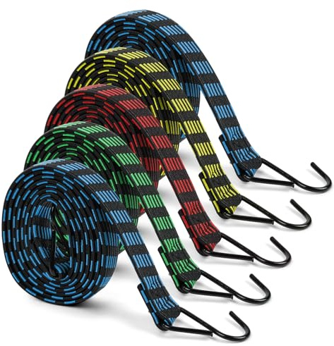 vsshe Expander mit Haken, 5 Stück 2 m x 2.5 cm Spanngummi mit Karabinerhaken, Verstellbare Expander Seile hochbelastbar, Gummispanner zur Befestigung von Gepäck, Sonnensegel, Fahrrad & Planen