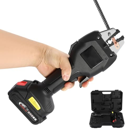 Pinza crimpatrice elettrica per capicorda 16 KN alimentata a batteria con 6 matrici, strumento di crimpatura terminale ricaricabile con protezione da sovraccarico, scatola inclusa
