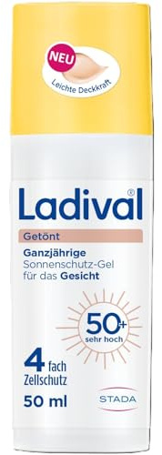 Ladival Getönt Sonnenschutz-Gel Gesicht LSF 50: Sonnencreme tönende BB Cream für ein ebenmäßiges Hautbild, 24h Feuchtigkeit mit Hyaluronsäure & Glycerin, getönte Tagescreme mit leichter Deckkraft 50ml