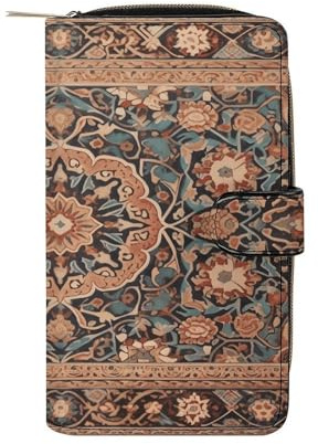 VstaDank Cartera plegable de piel sintética para mujer, diseño orientalista antiguo, gran capacidad, tarjetero, bolso de viaje