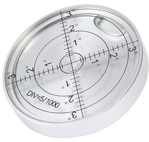 Toddmomy Nivel de Burbuja Circular Metálico 60×10 Mm, Carcasa Plateada Líquido Transparente, Nivel Horizontal Pequeño para Exterior, Medición Precisa y Topografía Profesional