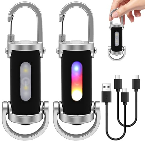 TaimeiMao Linterna Llavero portátil recargable de 2 unidades con linterna y cargador para teléfono, 1200 lúmenes, Mini Linterna LED Recargable, resistente al agua para el hogar, viajes y acampada