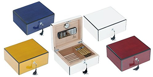 Boîte pour cigares Humidor Humidificateur pour 50 cigares brillant bordeaux avec grille Lubinki
