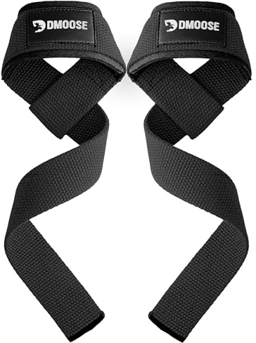 DMoose Fitness Lifting Straps - 4mm Neopren gepolsterte Handgelenksgurte für Gewichtheben & Powerlifting - Baumwollhebeband mit Silikongriff für Männer & Frauen