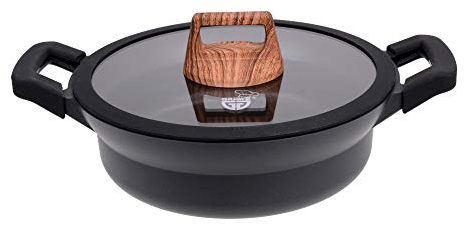 GRÄWE Servierpfanne Aluguss 24 cm, Bratpfanne, Gusspfanne, Serie Alu-Line, für fettarmes Braten und Schmoren