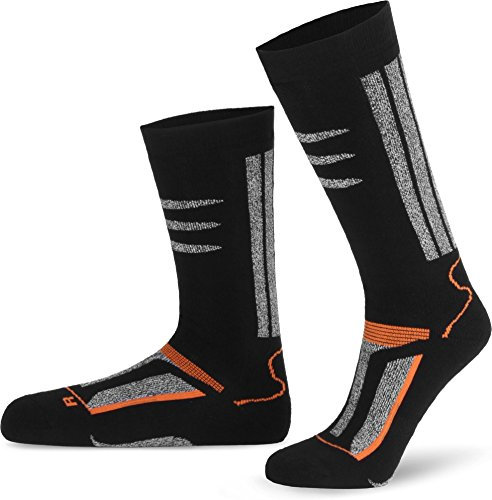 normani 3 Paar Kinder Funktionssocken Kniestrümpfe mit Innenfrottee - Winterstrümpfe Skistrumpf für Mädchen und Jungen (Gr. 23-42) Farbe Orange Größe 23-26