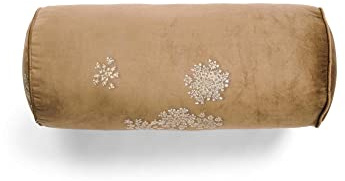 ESSENZA Zierkissen Dekokissen Lauren Zimt Cinnamon Paspel Blumen Blüten Nackenrolle Samt, Größe:22 x 50 cm