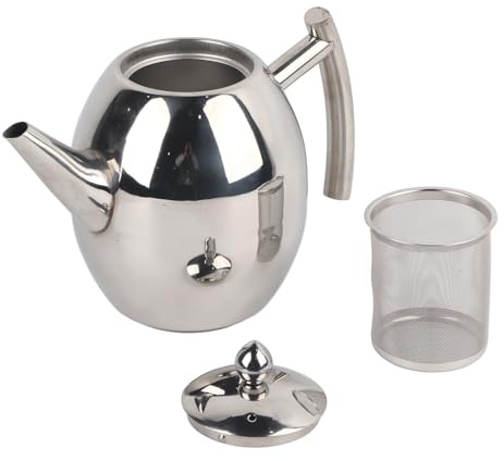 Tea Pot, 1500ML Large Capacity Stainless Steel Teapot Conference Room Coffee Pot Kettle Thickened Flat Bottom Teapot with Infuser Filter for Stoves Gas Stoves