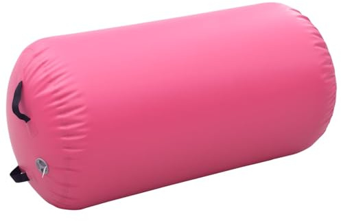 vidaXL Gymnastik-Rolle Aufblasbar mit Pumpe Tumbling Yoga Rolle Fitnessrolle für Training Fitness Gymnastik Körperformung 120x75cm PVC Rosa