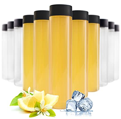YBCPACK 12 Pack 16 OZ (500 ml) Clear PET Plastic Juice Bottles with Black Lids - Empty Smoothie Ideal for Juice, Milk, Homemade Beverages