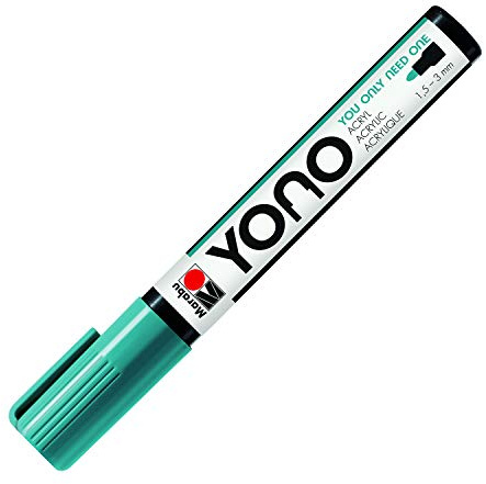 Marabu 12400103998 - YONO Marker, Türkisblau 998, vielseitiger Acrylstift mit japanischer Rundspitze 1,5 - 3 mm, wasserbasiert, lichtecht und wasserfest, für nahezu alle Untergründe