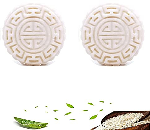 2 Stück Reiswasserseife Handgemachte Shampoo Bar, 2 in 1 feste runde Form Reiswasser Shampoo Seife, feuchtigkeitsspendend, unparfümiert, umweltfreundlich (Duftlos)